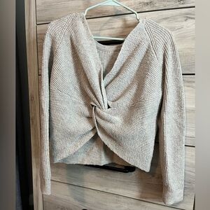Aerie Twist Front Cream V-Neck Sweater